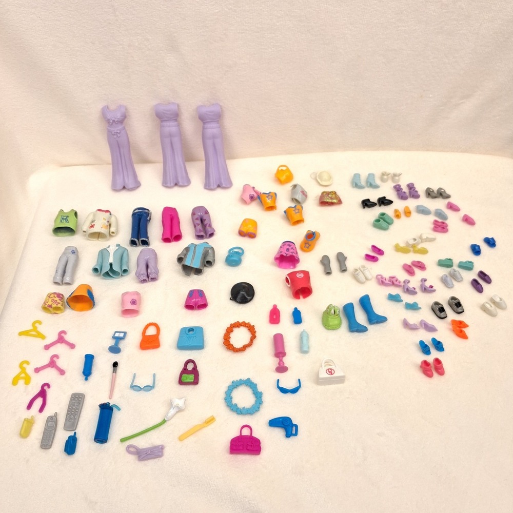 Vintage Polly Pocket Large LOT Mixed Accessories Rubber Clothes 2000s Y2K READ